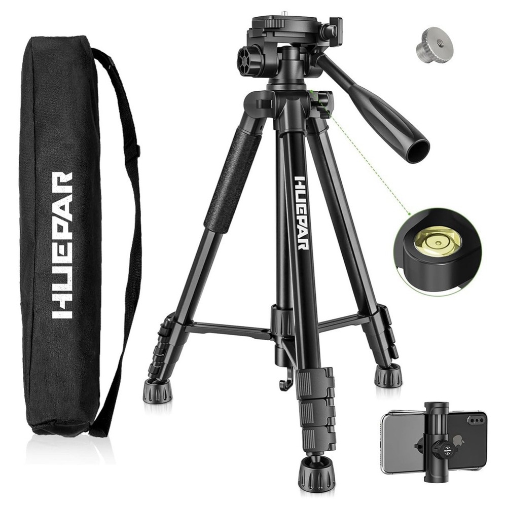 Huepar Professional Laser Level Tripod, 60 Inch Adjustable Laser Level Stand, Su